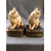 USA Mid Century Green Eyed Cat Or Kitten On A Pillow Long Tailed Heavy Book Ends   253758091077